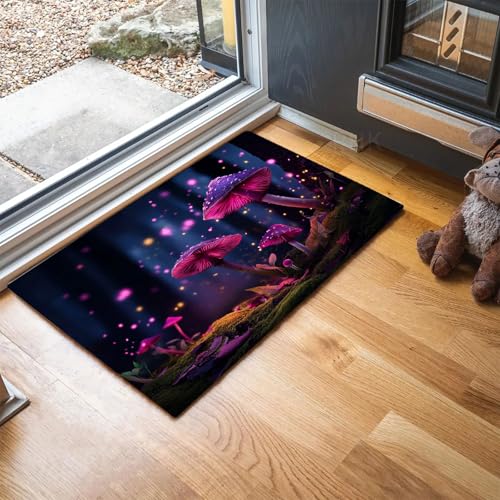 Fußmatte Magische Nachtansicht, Wetterfeste Schmutzfangmatte Zauberpilze mit Rutschfester Rückseite für Innen & Außenbereich Türmatte für Eingang Haustür Flur, 80 x 120 cm, Lila Fußmatte Magische Nachtansicht, Wetterfeste Schmutzfangmatte Zauberpilze mit Rutschfester Rückseite für Innen & Außenbereich Türmatte für Eingang Haustür Flur, 80 x 120 cm, Lila von MLSOWM