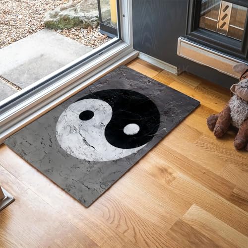 Fußmatte Minimalistischer Stil, Sauberlaufmatte Yin-Yang-Symbol, Rutschfester Türmatte Innen 90 x 150 cm, Waschbar Fussmatte, pflegeleicht robust Fußabtreter für Haustür, Eingang - Anthrazitgrau Fußmatte Minimalistischer Stil, Sauberlaufmatte Yin-Yang-Symbol, Rutschfester Türmatte Innen 90 x 150 cm, Waschbar Fussmatte, pflegeleicht robust Fußabtreter für Haustür, Eingang - Anthrazitgrau von MLSOWM