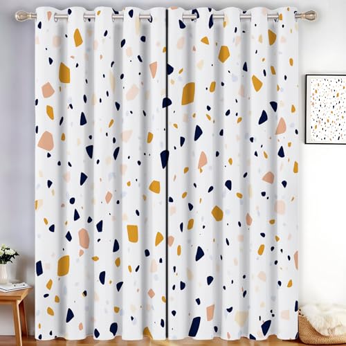 Gardinen Blickdicht Terrazzo-Muster, Wärmeisolierende Vorhänge Steintextur Vorhang Verdunkelung, Thermogardine Kälteschutz für Wohnzimmer, H138 x B117 cm, Marine, 2er Set Gardinen Blickdicht Terrazzo-Muster, Wärmeisolierende Vorhänge Steintextur Vorhang Verdunkelung, Thermogardine Kälteschutz für Wohnzimmer, H138 x B117 cm, Marine, 2er Set von MLSOWM