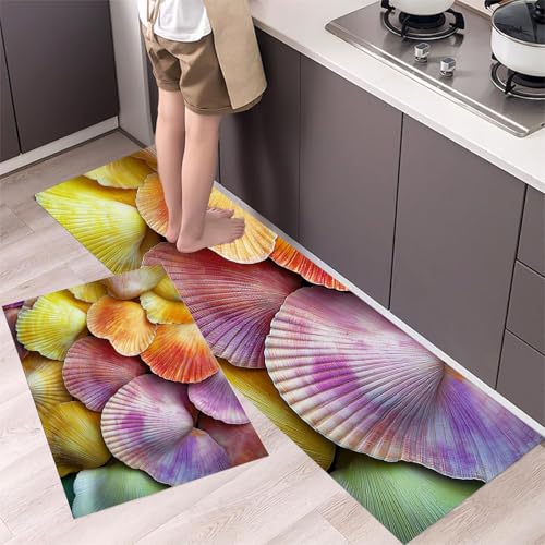 Küchenläufer Abstrakter Strand – Küchenteppich mit Bunte Muscheln Teppichläufer rutschfest Pflegeleicht Teppich Läufer für Küche, Flur, Eingangsbereich, Esszimmer 43x75cm+43x150cm Mehrfarbig Küchenläufer Abstrakter Strand – Küchenteppich mit Bunte Muscheln Teppichläufer rutschfest Pflegeleicht Teppich Läufer für Küche, Flur, Eingangsbereich, Esszimmer 43x75cm+43x150cm Mehrfarbig von MLSOWM