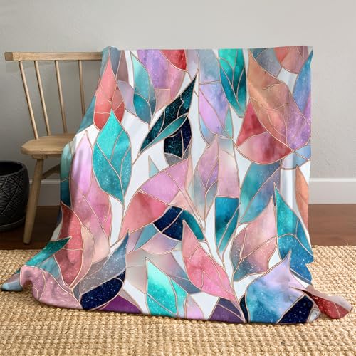 Kuscheldecke Aquarell Glasblätter Flauschige Sofadecke 150x200cm Flanell Fleecedecke Mosaik-Illustration Warm und Leicht für Ganzjahreszeit, Mehrfarbig Kuscheldecke Aquarell Glasblätter Flauschige Sofadecke 150x200cm Flanell Fleecedecke Mosaik-Illustration Warm und Leicht für Ganzjahreszeit, Mehrfarbig von MLSOWM