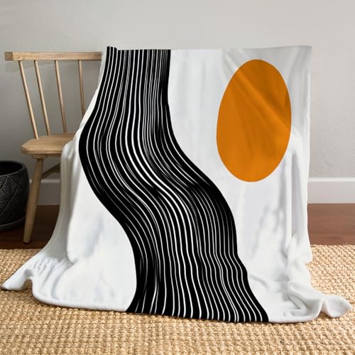 Kuscheldecke Gebogene Streifen und Sonne Flauschige Decke Mid-Century Modern Warme Fleecedecke Sofadecke Wohndecke Couchdecke, Superweich und Kuschelig, 230x270cm, Weiß Kuscheldecke Gebogene Streifen und Sonne Flauschige Decke Mid-Century Modern Warme Fleecedecke Sofadecke Wohndecke Couchdecke, Superweich und Kuschelig, 230x270cm, Weiß von MLSOWM