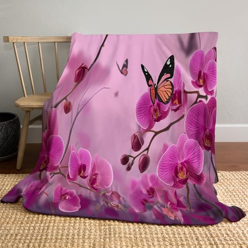 Kuscheldecke Orchideenschmetterling Flauschige Sofadecke 230x270cm Flanell Fleecedecke Fantasieblumen Warm und Leicht für Ganzjahreszeit, Lila Kuscheldecke Orchideenschmetterling Flauschige Sofadecke 230x270cm Flanell Fleecedecke Fantasieblumen Warm und Leicht für Ganzjahreszeit, Lila von MLSOWM