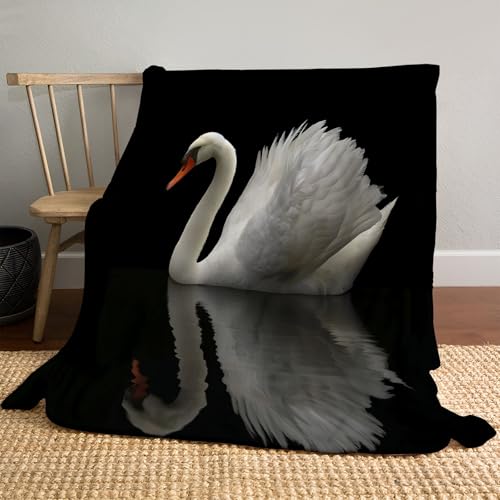 Kuscheldecke Weißer Schwan Flauschige Sofadecke 230x270cm Flanell Fleecedecke Fotografie-Stil Warm und Leicht für Ganzjahreszeit, Schwarz und Weiß Kuscheldecke Weißer Schwan Flauschige Sofadecke 230x270cm Flanell Fleecedecke Fotografie-Stil Warm und Leicht für Ganzjahreszeit, Schwarz und Weiß von MLSOWM