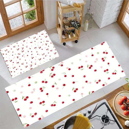 MLSOWM 2 Stück Küchenteppich Waschbar Cartoon-Kirsche Küchenläufer Niedlicher minimalistischer Stil mit Rutschfestem Küche Bodenmatte Absorbierende Läufer Teppich 40x60cm+40x120cm Rosa MLSOWM 2 Stück Küchenteppich Waschbar Cartoon-Kirsche Küchenläufer Niedlicher minimalistischer Stil mit Rutschfestem Küche Bodenmatte Absorbierende Läufer Teppich 40x60cm+40x120cm Rosa von MLSOWM