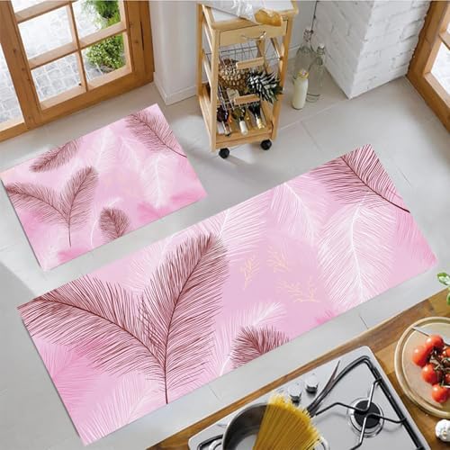 MLSOWM 2 Stück Küchenteppich Waschbar Fantasiefedern Küchenläufer Romantisches Thema mit Rutschfestem Küche Bodenmatte Absorbierende Läufer Teppich 40x60cm+40x120cm Rosa MLSOWM 2 Stück Küchenteppich Waschbar Fantasiefedern Küchenläufer Romantisches Thema mit Rutschfestem Küche Bodenmatte Absorbierende Läufer Teppich 40x60cm+40x120cm Rosa von MLSOWM