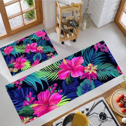 MLSOWM 2 Stück Küchenteppich Waschbar Neon-Hibiskus Küchenläufer Tropische Blumen mit Rutschfestem Küche Bodenmatte Absorbierende Läufer Teppich 43x75cm+43x120cm Rot MLSOWM 2 Stück Küchenteppich Waschbar Neon-Hibiskus Küchenläufer Tropische Blumen mit Rutschfestem Küche Bodenmatte Absorbierende Läufer Teppich 43x75cm+43x120cm Rot von MLSOWM