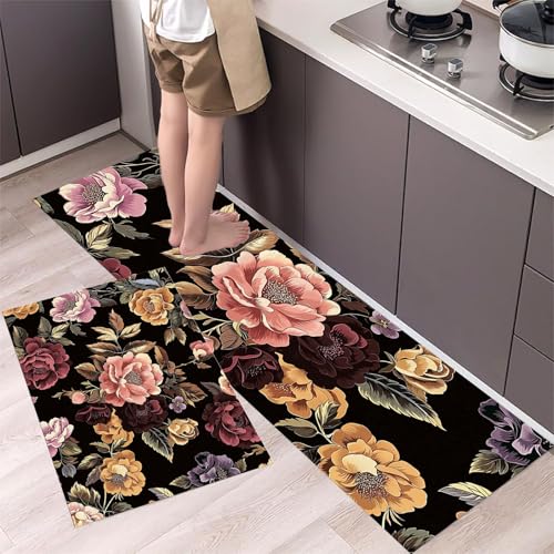 MLSOWM 2 Stück Küchenteppich Waschbar Rosen und Pfingstrosen Küchenläufer Retro-Rebenblumen mit Rutschfestem Küche Bodenmatte Absorbierende Läufer Teppich 44x75cm+44x150cm Braun MLSOWM 2 Stück Küchenteppich Waschbar Rosen und Pfingstrosen Küchenläufer Retro-Rebenblumen mit Rutschfestem Küche Bodenmatte Absorbierende Läufer Teppich 44x75cm+44x150cm Braun von MLSOWM