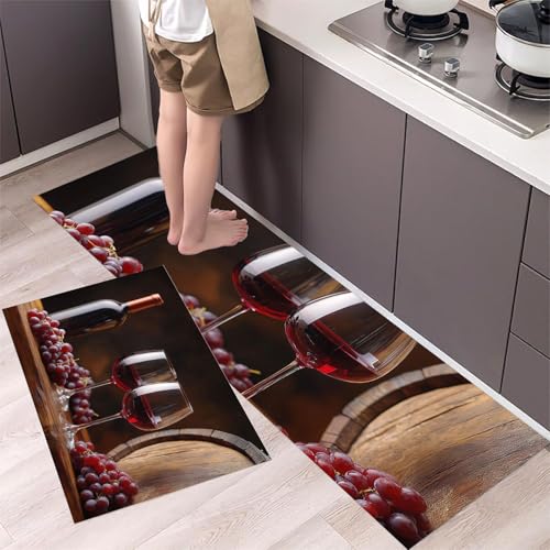 MLSOWM 2 Stück Küchenteppich Waschbar Rotweinglas Küchenläufer Landgasthof mit Rutschfestem Küche Bodenmatte Absorbierende Läufer Teppich 44x75cm+44x150cm Dunkelbraun MLSOWM 2 Stück Küchenteppich Waschbar Rotweinglas Küchenläufer Landgasthof mit Rutschfestem Küche Bodenmatte Absorbierende Läufer Teppich 44x75cm+44x150cm Dunkelbraun von MLSOWM
