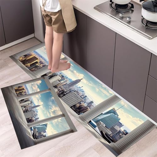 MLSOWM 2 Stück Küchenteppich Waschbar Stadtskylines Küchenläufer Empire State Building mit Rutschfestem Küche Bodenmatte Absorbierende Läufer Teppich 44x75cm+44x150cm Hellblau MLSOWM 2 Stück Küchenteppich Waschbar Stadtskylines Küchenläufer Empire State Building mit Rutschfestem Küche Bodenmatte Absorbierende Läufer Teppich 44x75cm+44x150cm Hellblau von MLSOWM