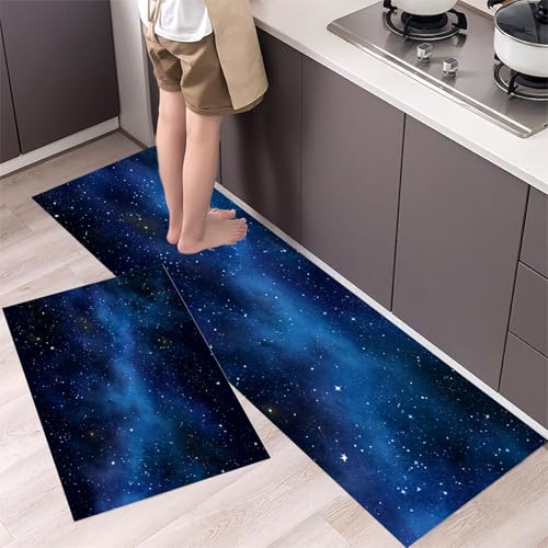 MLSOWM 2 Stück Küchenteppich Waschbar Universum Sternenhimmel Küchenläufer Realistischer Stil mit Rutschfestem Küche Bodenmatte Absorbierende Läufer Teppich 43x75cm+43x150cm Dunkelblau MLSOWM 2 Stück Küchenteppich Waschbar Universum Sternenhimmel Küchenläufer Realistischer Stil mit Rutschfestem Küche Bodenmatte Absorbierende Läufer Teppich 43x75cm+43x150cm Dunkelblau von MLSOWM