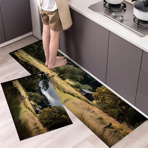 MLSOWM 2 Stück Küchenteppich Waschbar Waldwege Küchenläufer Wald und Feld mit Rutschfestem Küche Bodenmatte Absorbierende Läufer Teppich 44x75cm+44x150cm Salbeigrün MLSOWM 2 Stück Küchenteppich Waschbar Waldwege Küchenläufer Wald und Feld mit Rutschfestem Küche Bodenmatte Absorbierende Läufer Teppich 44x75cm+44x150cm Salbeigrün von MLSOWM