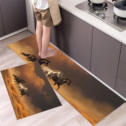 MLSOWM 2 Stück Küchenteppich Waschbar Wüstenpferd Küchenläufer Tierwelt mit Rutschfestem Küche Bodenmatte Absorbierende Läufer Teppich 43x75cm+43x120cm Braun MLSOWM 2 Stück Küchenteppich Waschbar Wüstenpferd Küchenläufer Tierwelt mit Rutschfestem Küche Bodenmatte Absorbierende Läufer Teppich 43x75cm+43x120cm Braun von MLSOWM