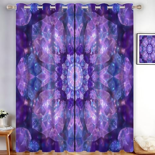 MLSOWM Abdunkelnd Vorhang für Wohnzimmer Kaleidoskop-Muster Blickdichte Gardinen Kristall-Mandala Wärmeisolierend Verdunkelung Thermovorhang mit Ösen, H220 x B140 cm, Lila, 2er Set MLSOWM Abdunkelnd Vorhang für Wohnzimmer Kaleidoskop-Muster Blickdichte Gardinen Kristall-Mandala Wärmeisolierend Verdunkelung Thermovorhang mit Ösen, H220 x B140 cm, Lila, 2er Set von MLSOWM