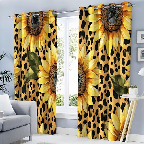 MLSOWM Abdunkelnd Vorhang für Wohnzimmer Leopard Blickdichte Gardinen Aquarell Sonnenblume Wärmeisolierend Verdunkelung Thermovorhang mit Ösen, H175 x B140 cm, Gelb, 2er Set MLSOWM Abdunkelnd Vorhang für Wohnzimmer Leopard Blickdichte Gardinen Aquarell Sonnenblume Wärmeisolierend Verdunkelung Thermovorhang mit Ösen, H175 x B140 cm, Gelb, 2er Set von MLSOWM