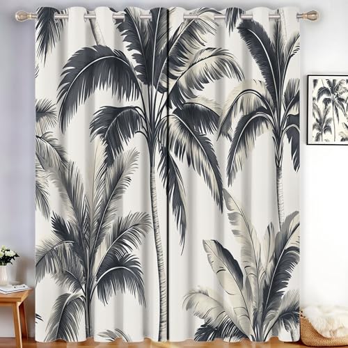 MLSOWM Abdunkelnd Vorhang für Wohnzimmer Retro-Regenwald Blickdichte Gardinen Palmen Wärmeisolierend Verdunkelung Thermovorhang mit Ösen, H175 x B140 cm, Grau, 2er Set MLSOWM Abdunkelnd Vorhang für Wohnzimmer Retro-Regenwald Blickdichte Gardinen Palmen Wärmeisolierend Verdunkelung Thermovorhang mit Ösen, H175 x B140 cm, Grau, 2er Set von MLSOWM