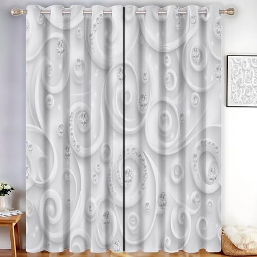 MLSOWM Abdunkelnd Vorhang für Wohnzimmer Weißer Wirbel Blickdichte Gardinen 3D Diamant Wärmeisolierend Verdunkelung Thermovorhang mit Ösen, H138 x B117 cm, Hellgrau, 2er Set MLSOWM Abdunkelnd Vorhang für Wohnzimmer Weißer Wirbel Blickdichte Gardinen 3D Diamant Wärmeisolierend Verdunkelung Thermovorhang mit Ösen, H138 x B117 cm, Hellgrau, 2er Set von MLSOWM
