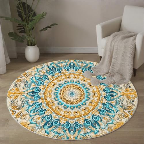 MLSOWM Abstraktes Mandala Teppich Rund 120 cm rutschfest Teppiche Hohle Blumen Waschbar Rund Teppiche Kurzflor Runder Teppich for Wohnzimmer Schlafzimmer Studie Heimbüro, Blau MLSOWM Abstraktes Mandala Teppich Rund 120 cm rutschfest Teppiche Hohle Blumen Waschbar Rund Teppiche Kurzflor Runder Teppich for Wohnzimmer Schlafzimmer Studie Heimbüro, Blau von MLSOWM