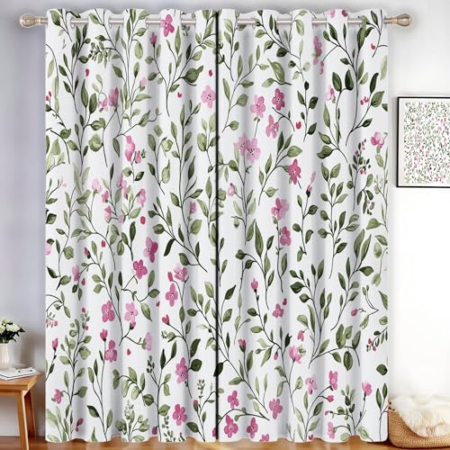 MLSOWM Blickdicht Gardinen mit Ösen Landhausstil Vorhang Thermogardinen Gardine Wohnzimmer Vorhänge mit Retro-Blumen Verdunkelungsvorhänge, H175 x B140 cm, Grün, 2er Set MLSOWM Blickdicht Gardinen mit Ösen Landhausstil Vorhang Thermogardinen Gardine Wohnzimmer Vorhänge mit Retro-Blumen Verdunkelungsvorhänge, H175 x B140 cm, Grün, 2er Set von MLSOWM