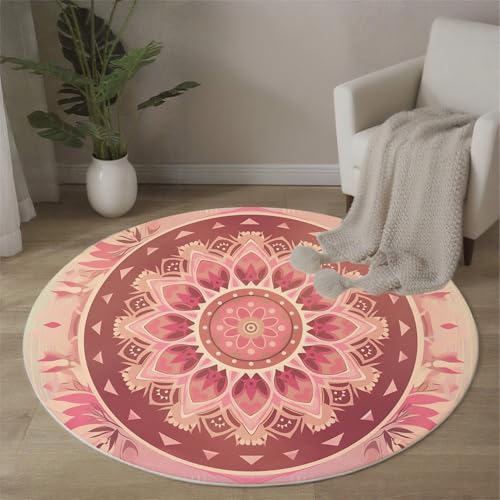 MLSOWM Bohème-Stil Teppich Rund 60 cm rutschfest Teppiche Mandala Waschbar Rund Teppiche Kurzflor Runder Teppich for Wohnzimmer Schlafzimmer Studie Heimbüro, Erröten MLSOWM Bohème-Stil Teppich Rund 60 cm rutschfest Teppiche Mandala Waschbar Rund Teppiche Kurzflor Runder Teppich for Wohnzimmer Schlafzimmer Studie Heimbüro, Erröten von MLSOWM