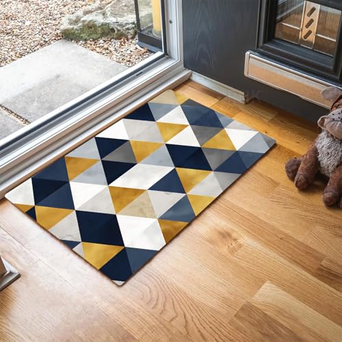 MLSOWM Dreieck Fußmatte Innen 60 x 90 cm, Moderne Geometrie Waschbar Eingangsteppich, Schmutzfangmatte rutschfest, Türmatte Teppich für Eingang, Haustür, Flur, Küche, Schlafzimmer - Grau Blau MLSOWM Dreieck Fußmatte Innen 60 x 90 cm, Moderne Geometrie Waschbar Eingangsteppich, Schmutzfangmatte rutschfest, Türmatte Teppich für Eingang, Haustür, Flur, Küche, Schlafzimmer - Grau Blau von MLSOWM