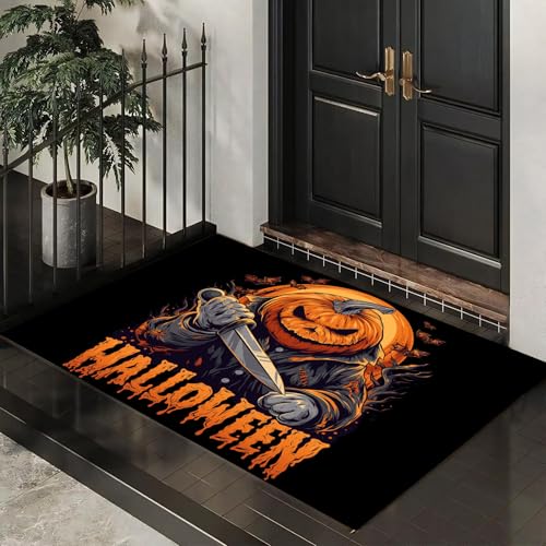 MLSOWM Dünn Fussmatte Innen 40 x 60 cm, Schmutzfangmatte Halloween-Figuren rutschfest Teppiche Kürbiskopf-Charakter Waschbarer Fußmatte Haustür Eingangsmatte für Flur Eingangsbereich Küche, Schwarz MLSOWM Dünn Fussmatte Innen 40 x 60 cm, Schmutzfangmatte Halloween-Figuren rutschfest Teppiche Kürbiskopf-Charakter Waschbarer Fußmatte Haustür Eingangsmatte für Flur Eingangsbereich Küche, Schwarz von MLSOWM