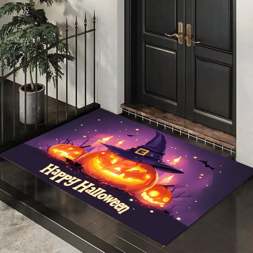 MLSOWM Dünn Fussmatte Innen 40 x 60 cm, Schmutzfangmatte Halloween-Thema rutschfest Teppiche Hexenhut Kürbis Waschbarer Fußmatte Haustür Eingangsmatte für Flur Eingangsbereich Küche, Lila MLSOWM Dünn Fussmatte Innen 40 x 60 cm, Schmutzfangmatte Halloween-Thema rutschfest Teppiche Hexenhut Kürbis Waschbarer Fußmatte Haustür Eingangsmatte für Flur Eingangsbereich Küche, Lila von MLSOWM