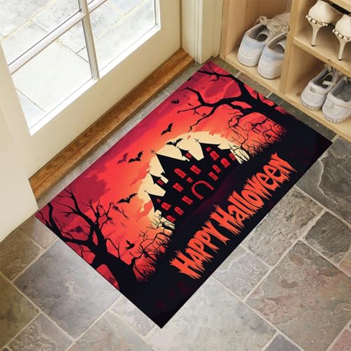 MLSOWM Dünn Fussmatte Innen 40 x 60 cm, Schmutzfangmatte Halloween-Thema rutschfest Teppiche Spukhaus im Wald Waschbarer Fußmatte Haustür Eingangsmatte für Flur Eingangsbereich Küche, Rot MLSOWM Dünn Fussmatte Innen 40 x 60 cm, Schmutzfangmatte Halloween-Thema rutschfest Teppiche Spukhaus im Wald Waschbarer Fußmatte Haustür Eingangsmatte für Flur Eingangsbereich Küche, Rot von MLSOWM