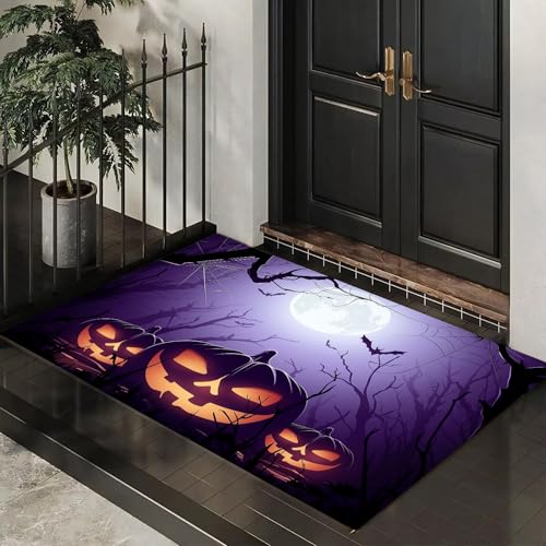MLSOWM Dünn Fussmatte Innen 40 x 60 cm, Schmutzfangmatte Halloween-Wilds rutschfest Teppiche Kürbis Und Toter Baum Waschbarer Fußmatte Haustür Eingangsmatte für Flur Eingangsbereich Küche, Lila MLSOWM Dünn Fussmatte Innen 40 x 60 cm, Schmutzfangmatte Halloween-Wilds rutschfest Teppiche Kürbis Und Toter Baum Waschbarer Fußmatte Haustür Eingangsmatte für Flur Eingangsbereich Küche, Lila von MLSOWM