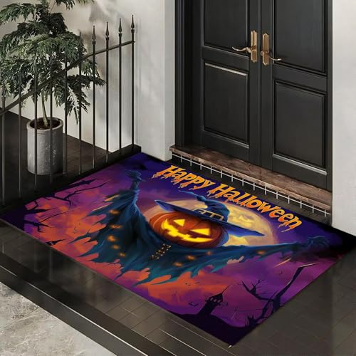 MLSOWM Dünn Fussmatte Innen 50 x 80 cm, Schmutzfangmatte Halloween-Nacht rutschfest Teppiche Graffiti-Spukhaus Waschbarer Fußmatte Haustür Eingangsmatte für Flur Eingangsbereich Küche, Lila MLSOWM Dünn Fussmatte Innen 50 x 80 cm, Schmutzfangmatte Halloween-Nacht rutschfest Teppiche Graffiti-Spukhaus Waschbarer Fußmatte Haustür Eingangsmatte für Flur Eingangsbereich Küche, Lila von MLSOWM