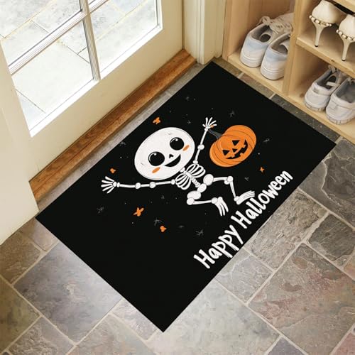 MLSOWM Dünn Fussmatte Innen 50 x 80 cm Schmutzfangmatte Halloween-Zeichnung rutschfest Teppiche Karikatur Totenschädel Kürbis Waschbarer Fußmatte Haustür Eingangsmatte Flur Eingangsbereich Schwarz MLSOWM Dünn Fussmatte Innen 50 x 80 cm Schmutzfangmatte Halloween-Zeichnung rutschfest Teppiche Karikatur Totenschädel Kürbis Waschbarer Fußmatte Haustür Eingangsmatte Flur Eingangsbereich Schwarz von MLSOWM