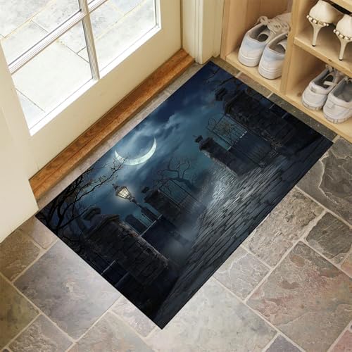 MLSOWM Dünn Fussmatte Innen 60 x 120 cm, Schmutzfangmatte Halloween-Party rutschfest Teppiche Friedhof des Grauens Waschbarer Fußmatte Haustür Eingangsmatte für Flur Eingangsbereich Küche, Dunkelgrau MLSOWM Dünn Fussmatte Innen 60 x 120 cm, Schmutzfangmatte Halloween-Party rutschfest Teppiche Friedhof des Grauens Waschbarer Fußmatte Haustür Eingangsmatte für Flur Eingangsbereich Küche, Dunkelgrau von MLSOWM