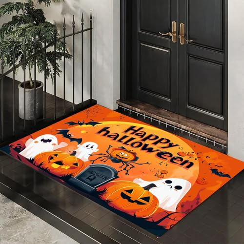 MLSOWM Dünn Fussmatte Innen 60 x 120 cm, Schmutzfangmatte Halloween-Thema rutschfest Teppiche Gruseliger Kürbis Waschbarer Fußmatte Haustür Eingangsmatte für Flur Eingangsbereich Küche, Orange MLSOWM Dünn Fussmatte Innen 60 x 120 cm, Schmutzfangmatte Halloween-Thema rutschfest Teppiche Gruseliger Kürbis Waschbarer Fußmatte Haustür Eingangsmatte für Flur Eingangsbereich Küche, Orange von MLSOWM