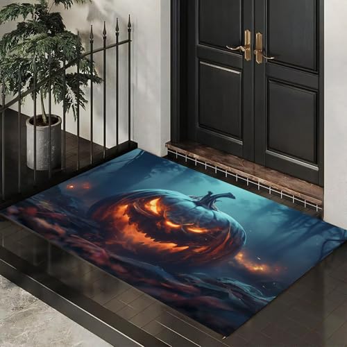 MLSOWM Dünn Fussmatte Innen 80 x 120 cm, Schmutzfangmatte Halloween-Nacht rutschfest Teppiche Horrorwald Waschbarer Fußmatte Haustür Eingangsmatte für Flur Eingangsbereich Küche, Blaugrün MLSOWM Dünn Fussmatte Innen 80 x 120 cm, Schmutzfangmatte Halloween-Nacht rutschfest Teppiche Horrorwald Waschbarer Fußmatte Haustür Eingangsmatte für Flur Eingangsbereich Küche, Blaugrün von MLSOWM