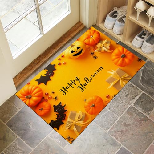 MLSOWM Dünn Fussmatte Innen 80 x 120 cm, Schmutzfangmatte Halloween-Party rutschfest Teppiche Kürbis und Geschenkbox Waschbarer Fußmatte Haustür Eingangsmatte für Flur Eingangsbereich Küche, Orange MLSOWM Dünn Fussmatte Innen 80 x 120 cm, Schmutzfangmatte Halloween-Party rutschfest Teppiche Kürbis und Geschenkbox Waschbarer Fußmatte Haustür Eingangsmatte für Flur Eingangsbereich Küche, Orange von MLSOWM