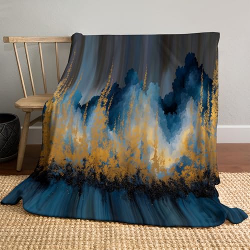 MLSOWM Flauschige Kuscheldecke Abstraktes Waldgemälde Flanelldecke Goldfolieneffekt Schlafdecke Decke für Alle Jahreszeiten Reisedecke für Bett und Sofa, 150x200cm, Blau MLSOWM Flauschige Kuscheldecke Abstraktes Waldgemälde Flanelldecke Goldfolieneffekt Schlafdecke Decke für Alle Jahreszeiten Reisedecke für Bett und Sofa, 150x200cm, Blau von MLSOWM