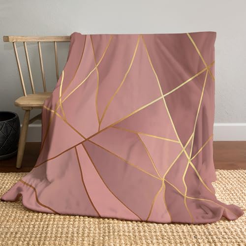 MLSOWM Flauschige Kuscheldecke Roségoldene Linien Flanelldecke Abstrakte Geometrie Schlafdecke Decke für Alle Jahreszeiten Reisedecke für Bett und Sofa, 220x240cm, Rosa MLSOWM Flauschige Kuscheldecke Roségoldene Linien Flanelldecke Abstrakte Geometrie Schlafdecke Decke für Alle Jahreszeiten Reisedecke für Bett und Sofa, 220x240cm, Rosa von MLSOWM