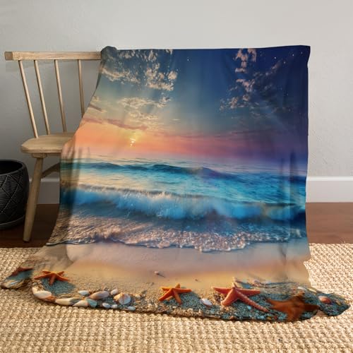 MLSOWM Flauschige Kuscheldecke Strandwellen Flanelldecke Küstenthema Schlafdecke Decke für Alle Jahreszeiten Reisedecke für Bett und Sofa, 130x150cm, Blau MLSOWM Flauschige Kuscheldecke Strandwellen Flanelldecke Küstenthema Schlafdecke Decke für Alle Jahreszeiten Reisedecke für Bett und Sofa, 130x150cm, Blau von MLSOWM