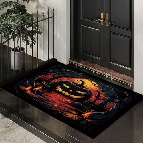MLSOWM Fußmatte 40 x 60 cm - rutschfeste Schmutzfangmatte - Fußabtreter mit Gruseliger Kürbis - Fußmatten Haustür - Türmatte Kerzenpfad - Fußmatte innen/außen - Fußabstreifer Schwarz MLSOWM Fußmatte 40 x 60 cm - rutschfeste Schmutzfangmatte - Fußabtreter mit Gruseliger Kürbis - Fußmatten Haustür - Türmatte Kerzenpfad - Fußmatte innen/außen - Fußabstreifer Schwarz von MLSOWM