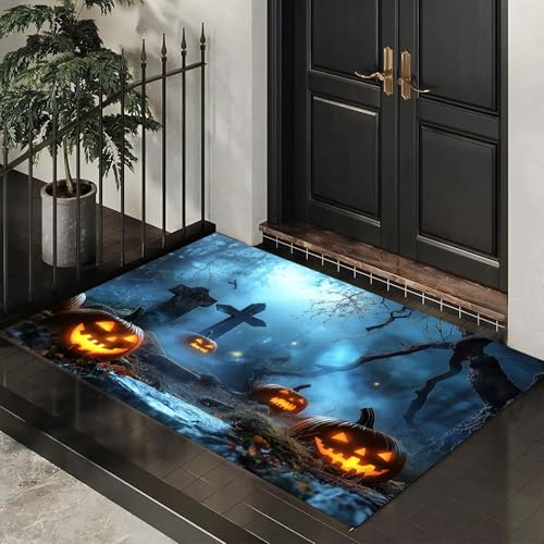MLSOWM Fußmatte 40 x 60 cm - rutschfeste Schmutzfangmatte - Fußabtreter mit Halloween-Friedhof - Fußmatten Haustür - Türmatte Düsterer Wald - Fußmatte innen/außen - Fußabstreifer Blau MLSOWM Fußmatte 40 x 60 cm - rutschfeste Schmutzfangmatte - Fußabtreter mit Halloween-Friedhof - Fußmatten Haustür - Türmatte Düsterer Wald - Fußmatte innen/außen - Fußabstreifer Blau von MLSOWM