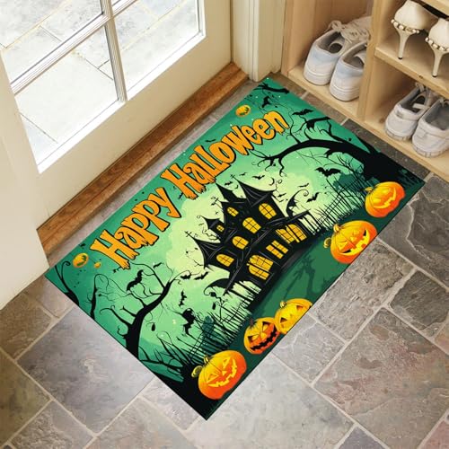 MLSOWM Fußmatte 40 x 60 cm - rutschfeste Schmutzfangmatte - Fußabtreter mit Halloween-Thema - Fußmatten Haustür - Türmatte Cartoon-Spukhaus - Fußmatte innen/außen - Fußabstreifer Hellgrün MLSOWM Fußmatte 40 x 60 cm - rutschfeste Schmutzfangmatte - Fußabtreter mit Halloween-Thema - Fußmatten Haustür - Türmatte Cartoon-Spukhaus - Fußmatte innen/außen - Fußabstreifer Hellgrün von MLSOWM