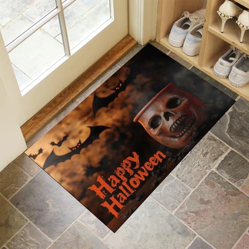 MLSOWM Fußmatte 40 x 60 cm - rutschfeste Schmutzfangmatte - Fußabtreter mit Halloween-Thema - Fußmatten Haustür - Türmatte Horror-Skelett - Fußmatte innen/außen - Fußabstreifer Braun MLSOWM Fußmatte 40 x 60 cm - rutschfeste Schmutzfangmatte - Fußabtreter mit Halloween-Thema - Fußmatten Haustür - Türmatte Horror-Skelett - Fußmatte innen/außen - Fußabstreifer Braun von MLSOWM