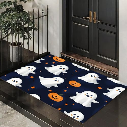 MLSOWM Fußmatte 40 x 60 cm - rutschfeste Schmutzfangmatte - Fußabtreter mit Halloween-Thema - Fußmatten Haustür - Türmatte Süßer Geist - Fußmatte innen/außen - Fußabstreifer Marineblau MLSOWM Fußmatte 40 x 60 cm - rutschfeste Schmutzfangmatte - Fußabtreter mit Halloween-Thema - Fußmatten Haustür - Türmatte Süßer Geist - Fußmatte innen/außen - Fußabstreifer Marineblau von MLSOWM