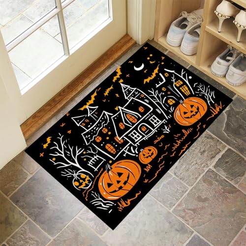 MLSOWM Fußmatte 40 x 60 cm - rutschfeste Schmutzfangmatte - Fußabtreter mit Handgezeichneter Doodle-Stil - Fußmatten Haustür - Türmatte Halloween-Haus - Fußmatte innen/außen - Fußabstreifer Schwarz MLSOWM Fußmatte 40 x 60 cm - rutschfeste Schmutzfangmatte - Fußabtreter mit Handgezeichneter Doodle-Stil - Fußmatten Haustür - Türmatte Halloween-Haus - Fußmatte innen/außen - Fußabstreifer Schwarz von MLSOWM