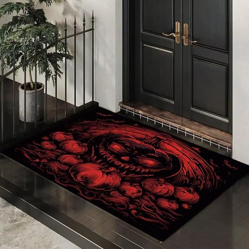 MLSOWM Fußmatte 40 x 60 cm - rutschfeste Schmutzfangmatte - Fußabtreter mit Horror-Halloween - Fußmatten Haustür - Türmatte Böse Kürbislaterne - Fußmatte innen/außen - Fußabstreifer Rot MLSOWM Fußmatte 40 x 60 cm - rutschfeste Schmutzfangmatte - Fußabtreter mit Horror-Halloween - Fußmatten Haustür - Türmatte Böse Kürbislaterne - Fußmatte innen/außen - Fußabstreifer Rot von MLSOWM