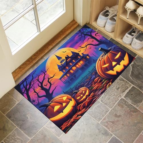 MLSOWM Fußmatte 50 x 80 cm - rutschfeste Schmutzfangmatte - Fußabtreter mit Halloween-Kürbisbeet - Fußmatten Haustür - Türmatte Horrorhaus - Fußmatte innen/außen - Fußabstreifer Lila MLSOWM Fußmatte 50 x 80 cm - rutschfeste Schmutzfangmatte - Fußabtreter mit Halloween-Kürbisbeet - Fußmatten Haustür - Türmatte Horrorhaus - Fußmatte innen/außen - Fußabstreifer Lila von MLSOWM