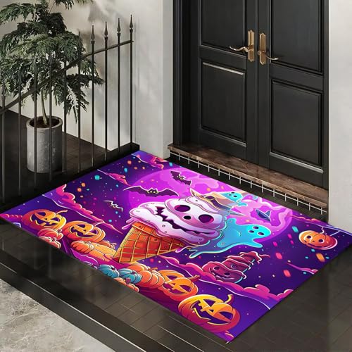 MLSOWM Fußmatte 50 x 80 cm - rutschfeste Schmutzfangmatte - Fußabtreter mit Halloween-Süßigkeiten - Fußmatten Haustür - Türmatte Eistüte - Fußmatte innen/außen - Fußabstreifer Lila MLSOWM Fußmatte 50 x 80 cm - rutschfeste Schmutzfangmatte - Fußabtreter mit Halloween-Süßigkeiten - Fußmatten Haustür - Türmatte Eistüte - Fußmatte innen/außen - Fußabstreifer Lila von MLSOWM