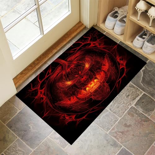 MLSOWM Fußmatte 60 x 120 cm - rutschfeste Schmutzfangmatte - Fußabtreter mit Gotische Illustrationen - Fußmatten Haustür - Türmatte Halloween-Kürbis - Fußmatte innen/außen - Fußabstreifer Rot MLSOWM Fußmatte 60 x 120 cm - rutschfeste Schmutzfangmatte - Fußabtreter mit Gotische Illustrationen - Fußmatten Haustür - Türmatte Halloween-Kürbis - Fußmatte innen/außen - Fußabstreifer Rot von MLSOWM