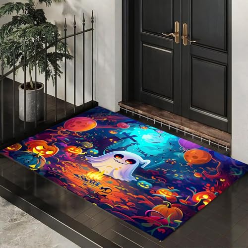 MLSOWM Fußmatte 60 x 120 cm - rutschfeste Schmutzfangmatte - Fußabtreter mit Halloween-Dekorationen - Fußmatten Haustür - Türmatte Cartoon-Geist - Fußmatte innen/außen - Fußabstreifer Orange MLSOWM Fußmatte 60 x 120 cm - rutschfeste Schmutzfangmatte - Fußabtreter mit Halloween-Dekorationen - Fußmatten Haustür - Türmatte Cartoon-Geist - Fußmatte innen/außen - Fußabstreifer Orange von MLSOWM