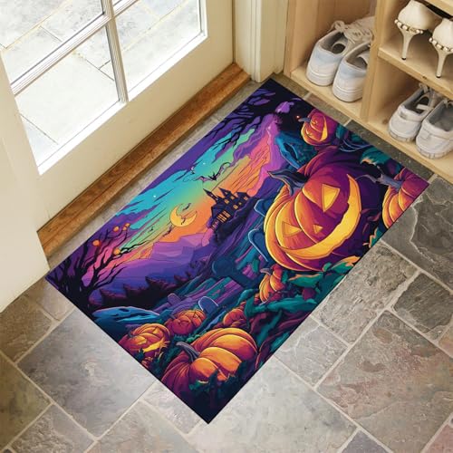 MLSOWM Fußmatte 60 x 120 cm - rutschfeste Schmutzfangmatte - Fußabtreter mit Halloween-Kürbis - Fußmatten Haustür - Türmatte Cartoon-Berge - Fußmatte innen/außen - Fußabstreifer Lila MLSOWM Fußmatte 60 x 120 cm - rutschfeste Schmutzfangmatte - Fußabtreter mit Halloween-Kürbis - Fußmatten Haustür - Türmatte Cartoon-Berge - Fußmatte innen/außen - Fußabstreifer Lila von MLSOWM